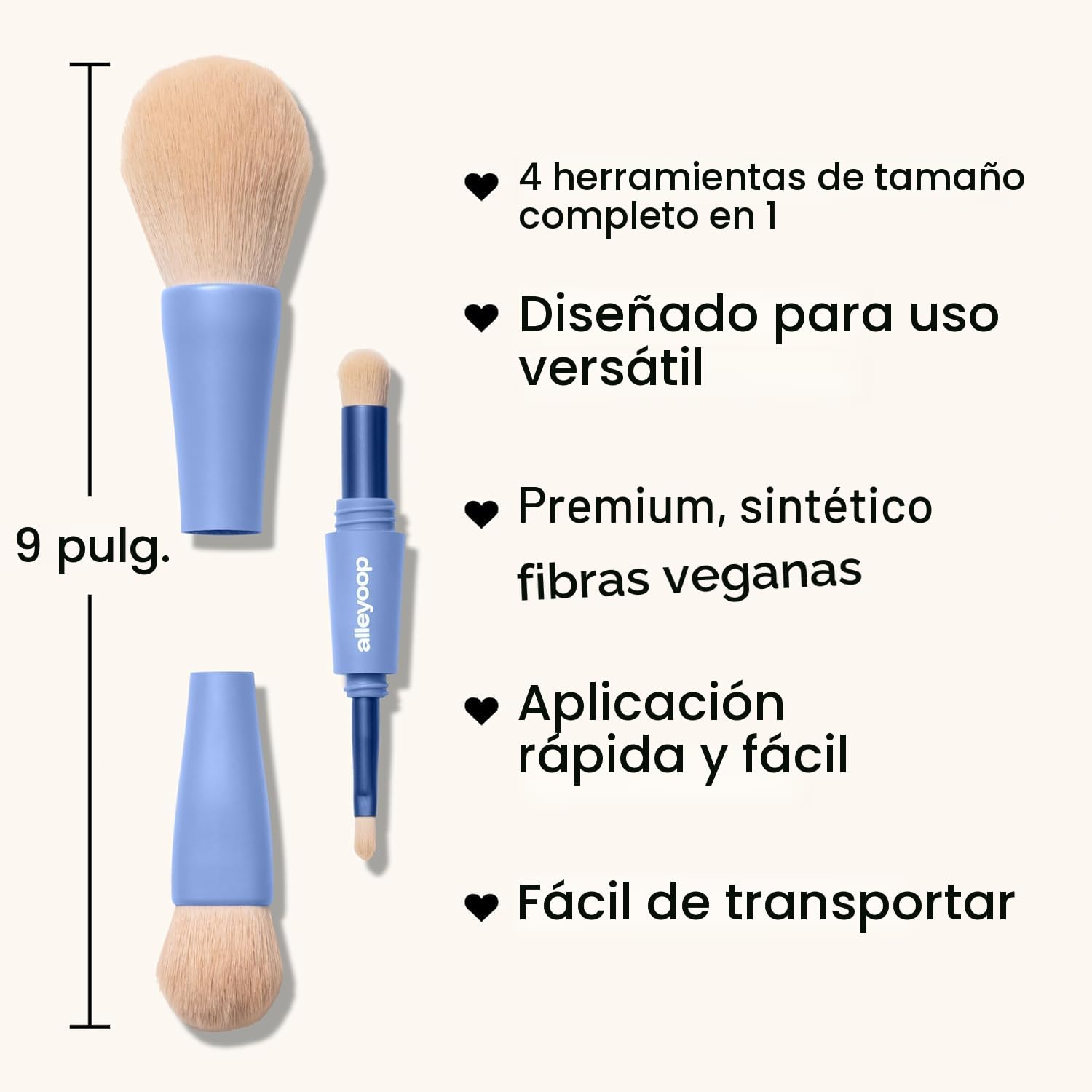 Alleyoop Overachiever - Juego de brochas de maquillaje de viaje 4 e...