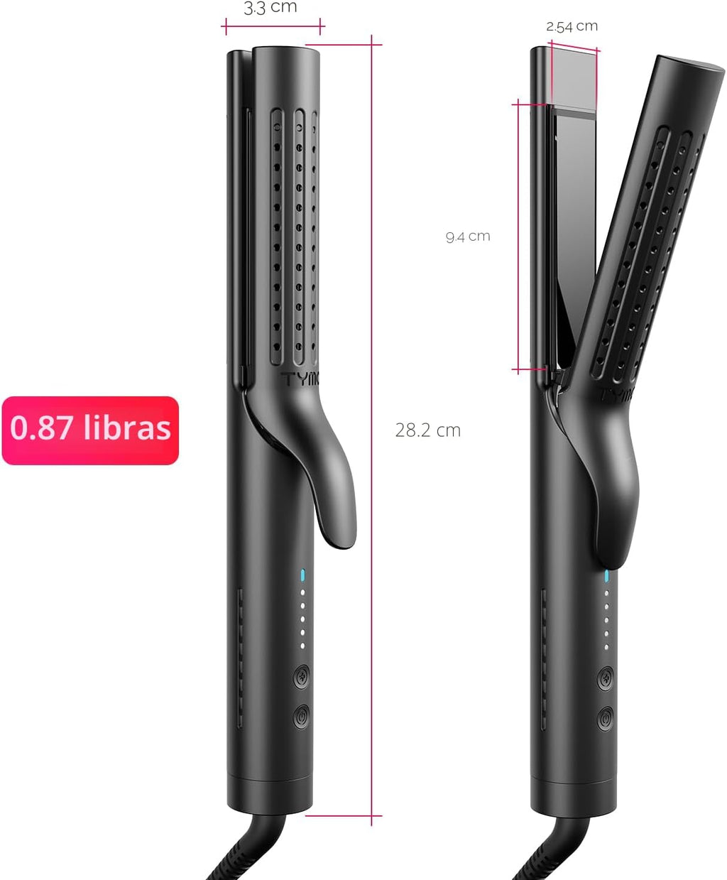 TYMO Airflow 2.0 - Plancha para alisar el cabello y rizador 2 en 1...