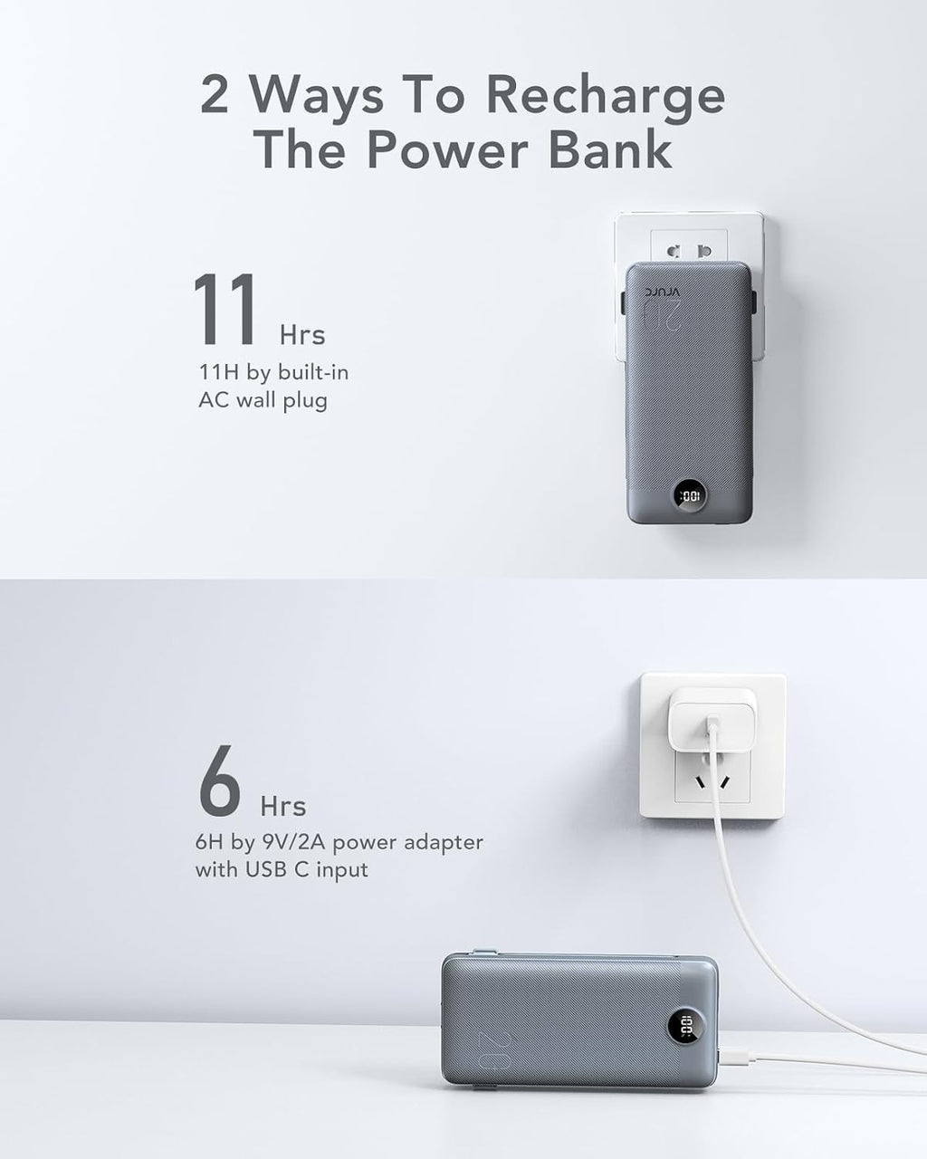 Cargador Portátil Power Bank 20000mAh, VRURC 22.5W Power Bank de Ca...