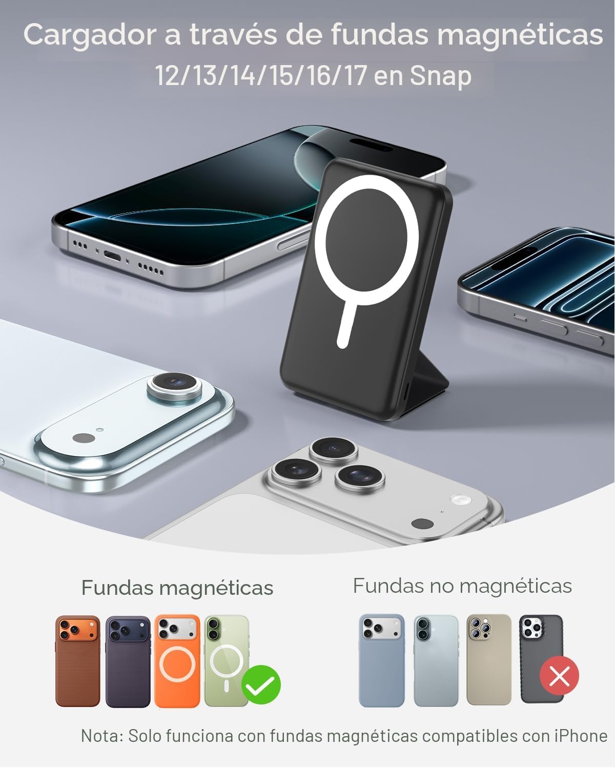 podoru para Magsafe Paquete de baterías, banco de energía magnético...