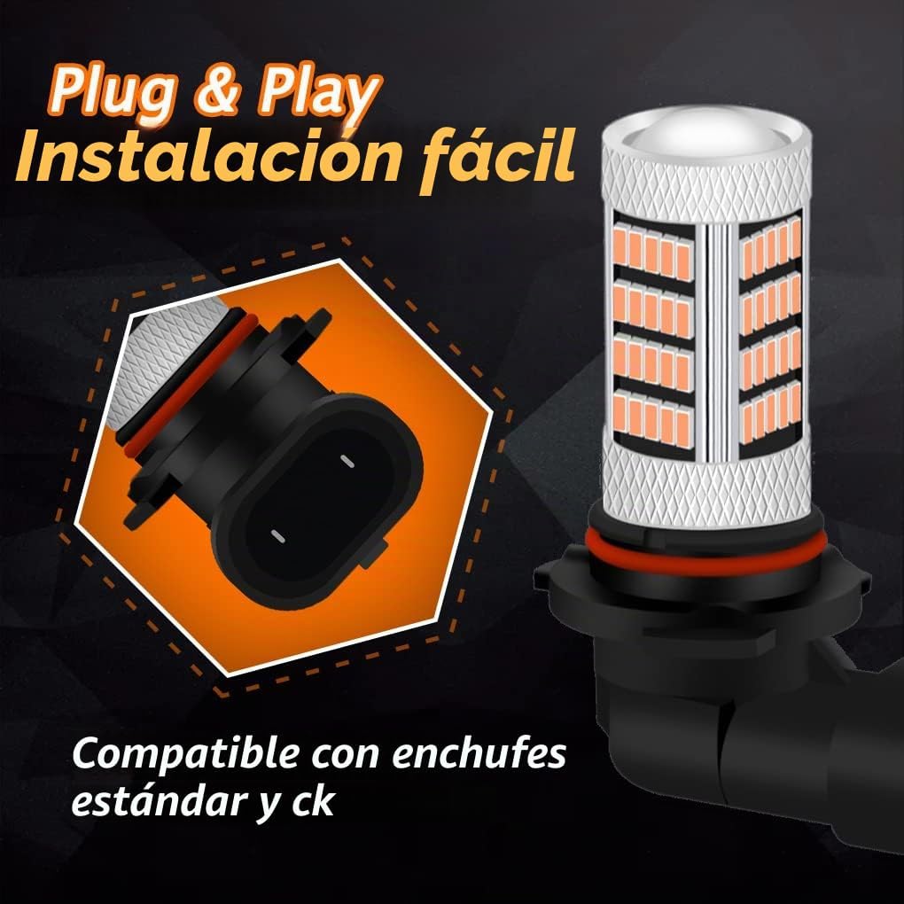GLOFE Bombillas LED de alta potencia 92smd 14000K Rosa Púrpura 9005...