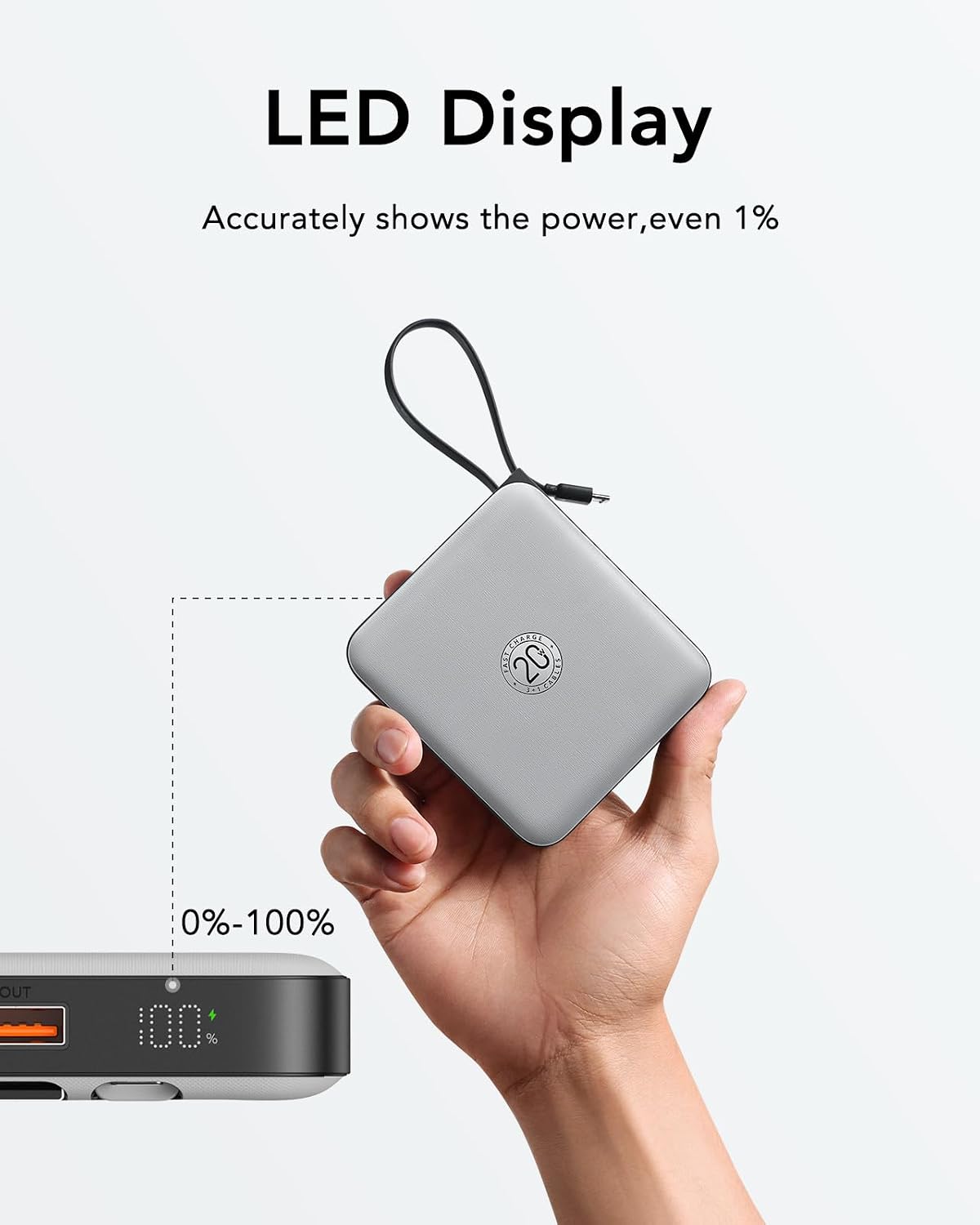 VRURC - Cargador de teléfono portátil con 4 cables integrados, banc...