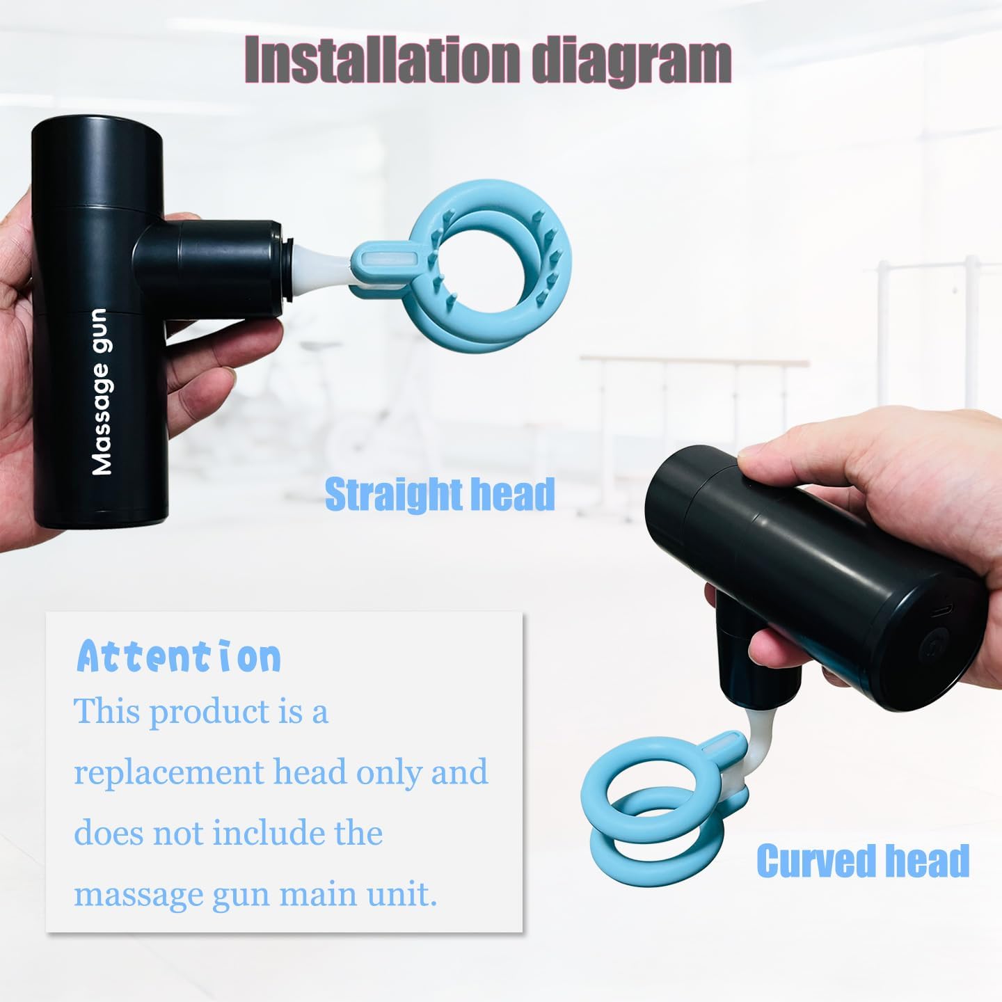 XiaoYilan Massage Gun Head Attachment for 12-19mm Shaft, Replaceabl...