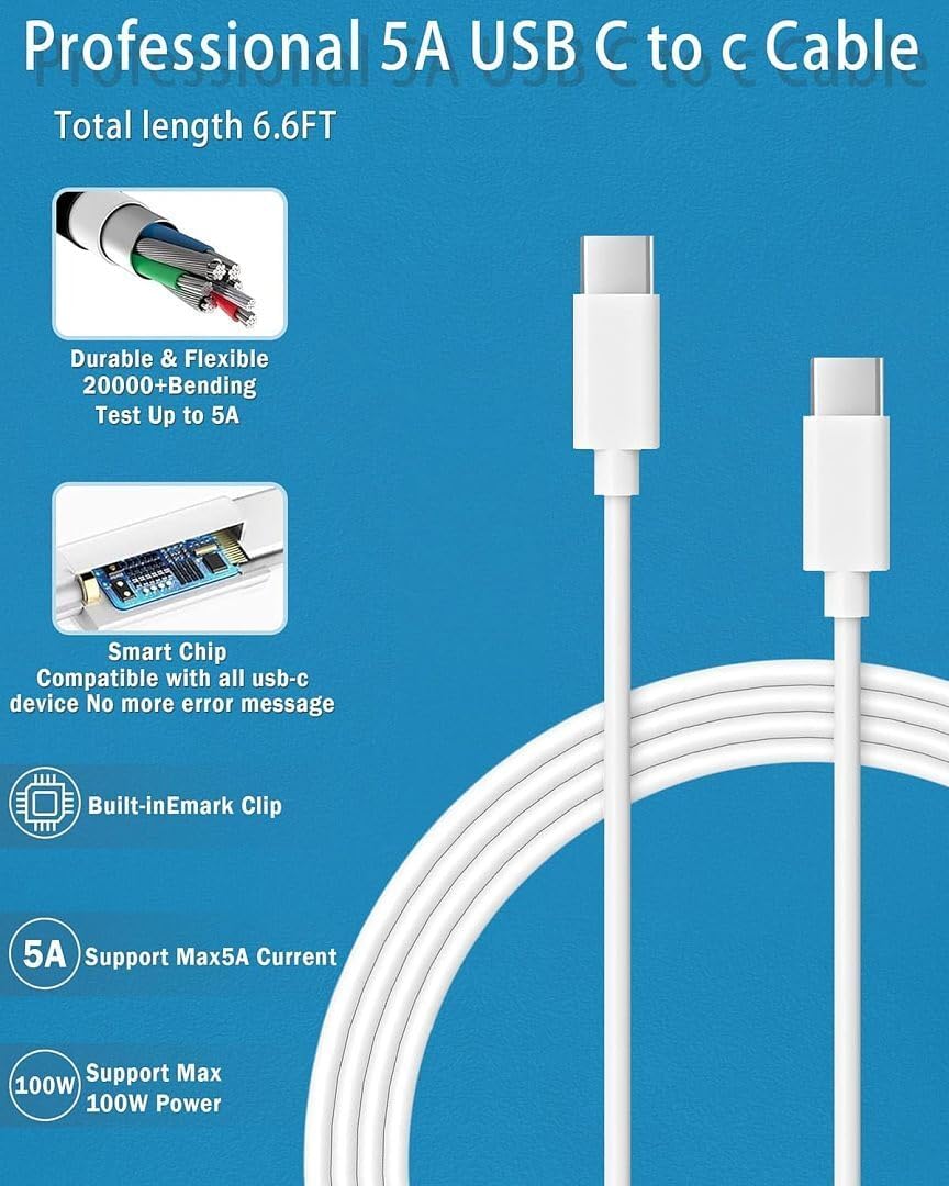 Cargador Mac Book, 100W, USB C, reemplazo para MacBook Pro 16, 15,...