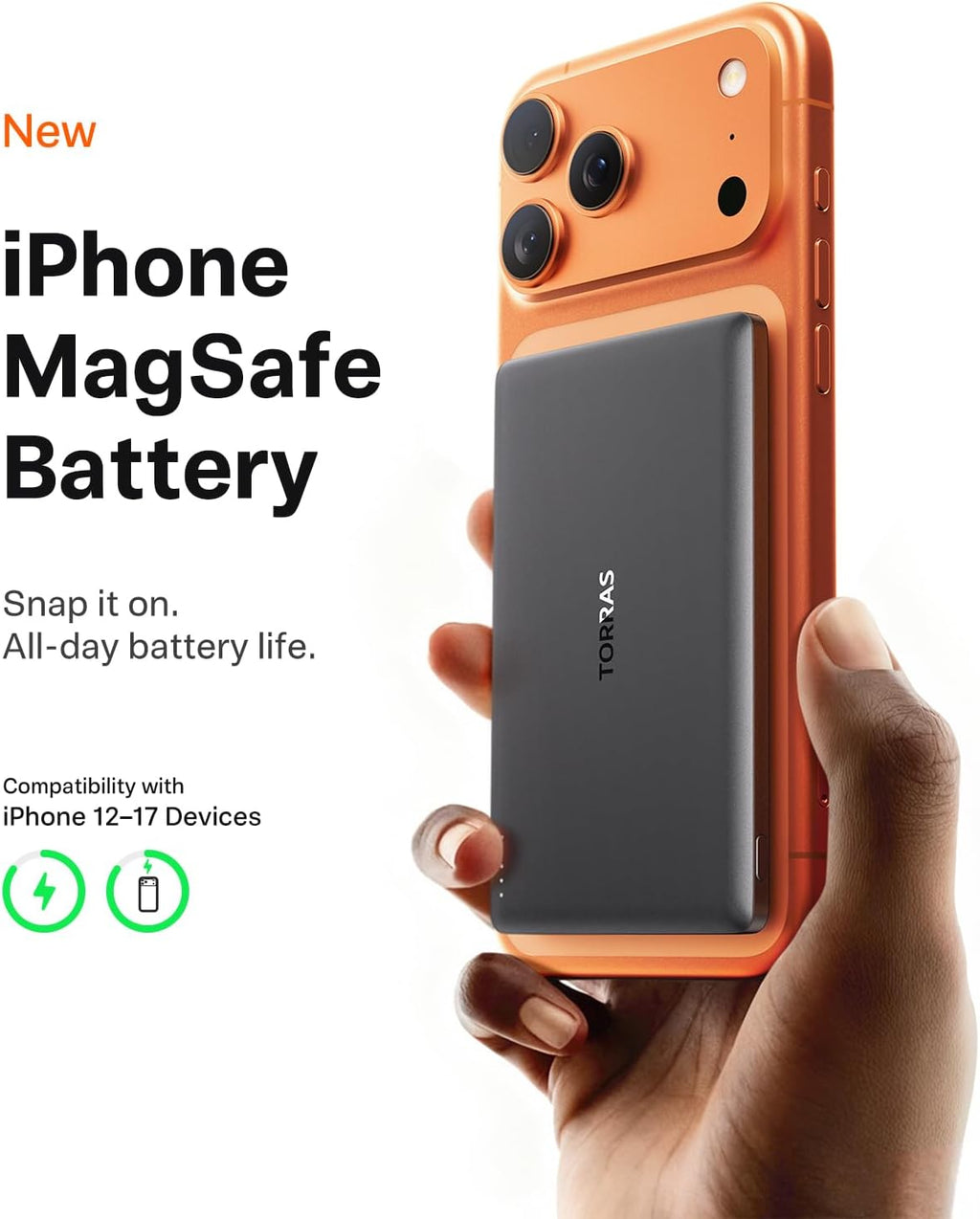TORRAS MiniMag - Banco de energía magnético de 5000 mAh, cargador i...