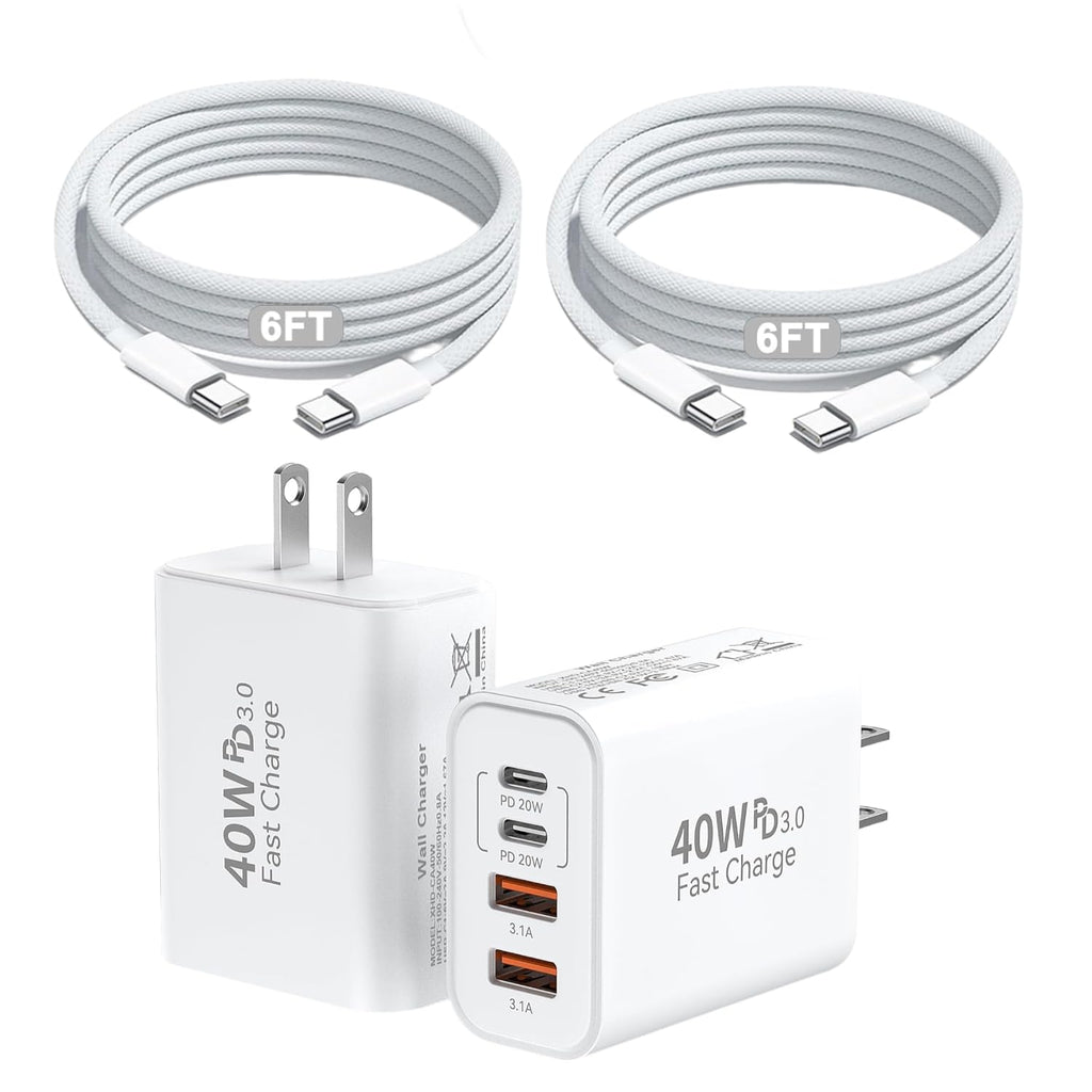 Paquete de 2 bloques de carga rápida para iPhone 17 16 15 Pro Max,...