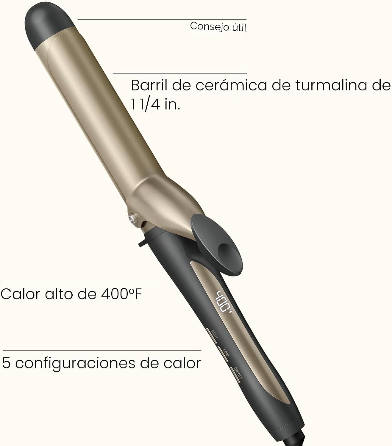INFINITI PRO Conair - Rizador digital de cerámica de turmalina de 1...