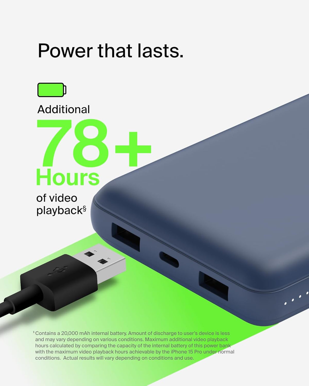 Cargador portátil Belkin, banco de energía USB C de 20000 mAh con 2...