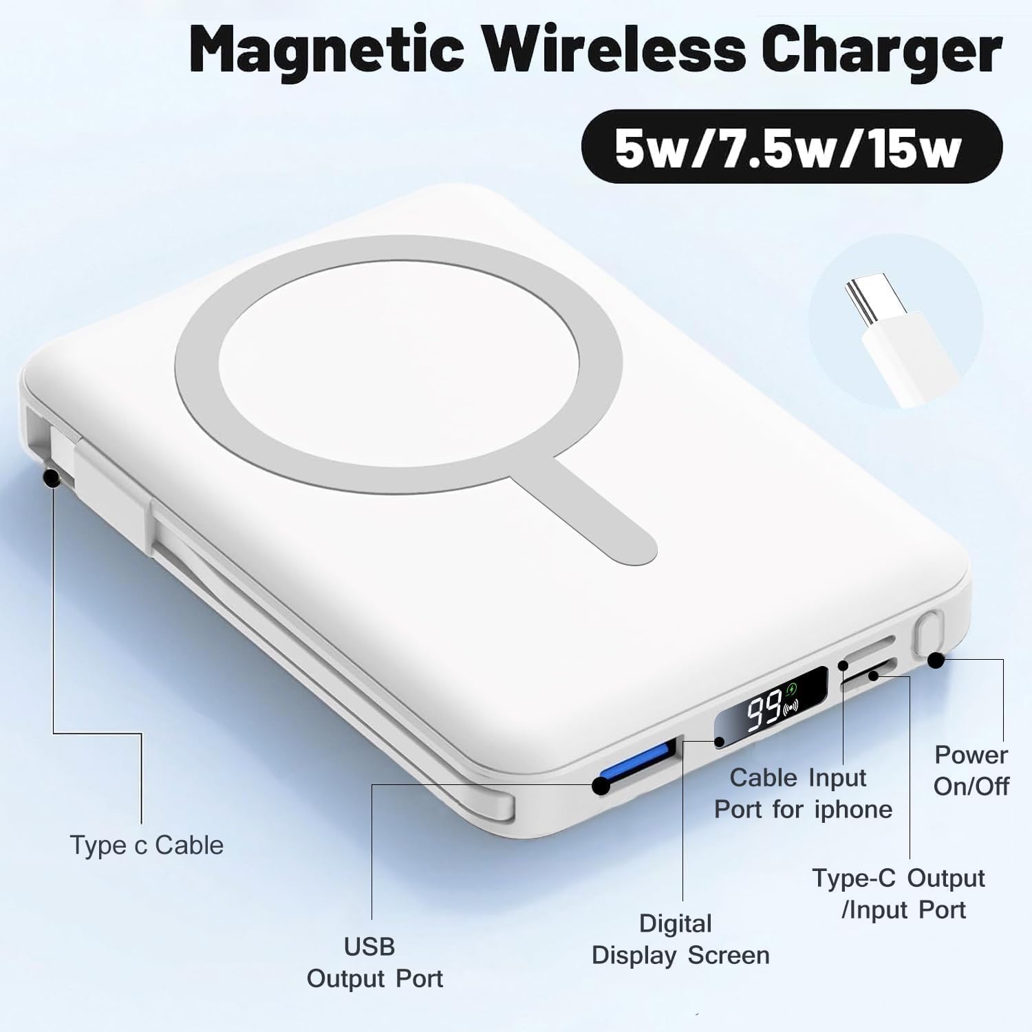 Azmuth Cargador portátil MagSafe, banco de energía magnético de 100...