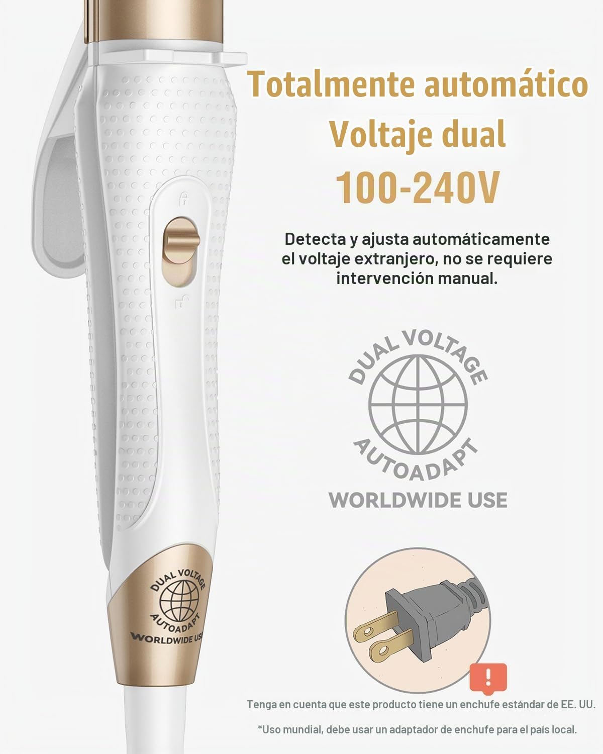 Rizador de viaje Europa Mini: rizador de doble voltaje para viajar,...