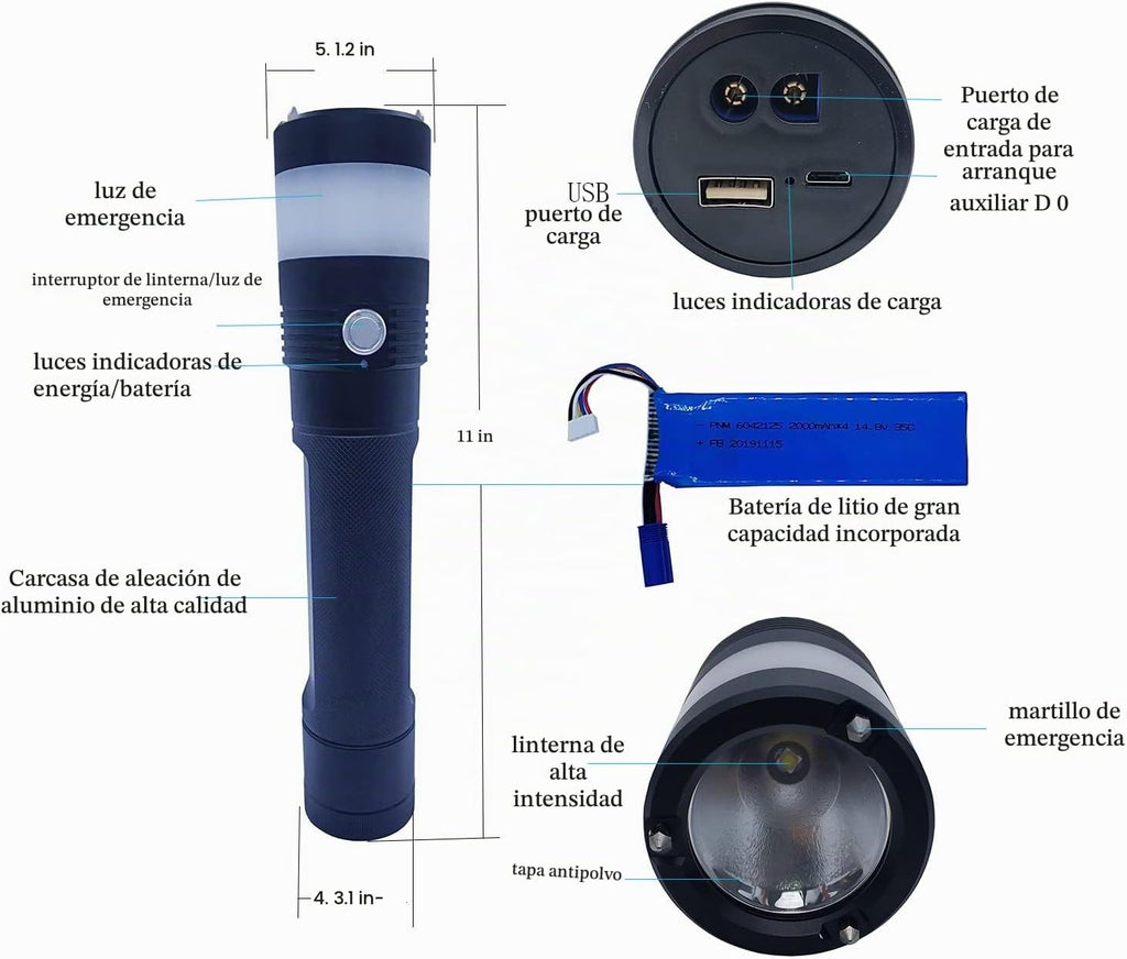 Arrancador portátil para coche, potente batería de litio de 8000 mA...