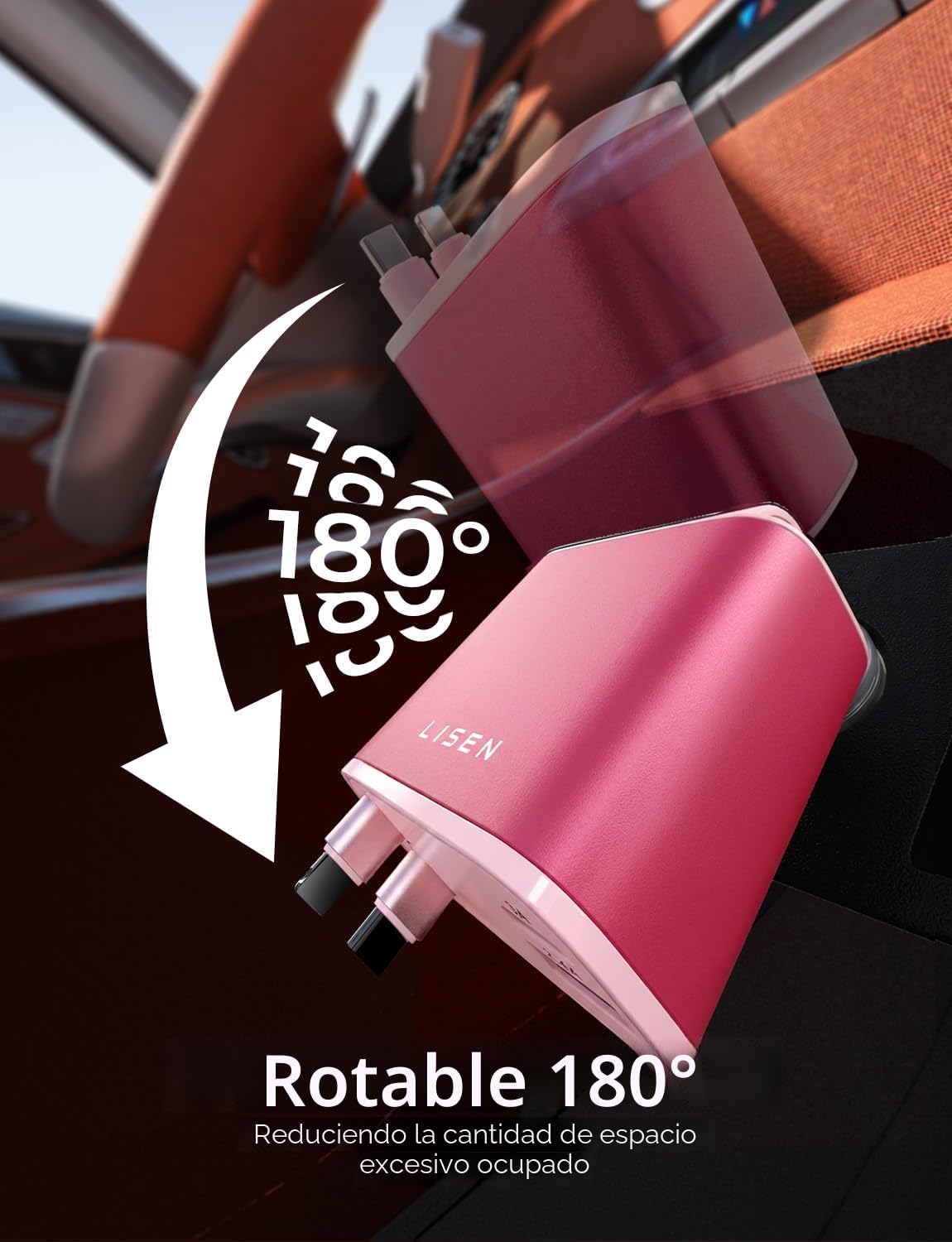 LISEN Cargador de coche retráctil, cargador de teléfono de coche de...