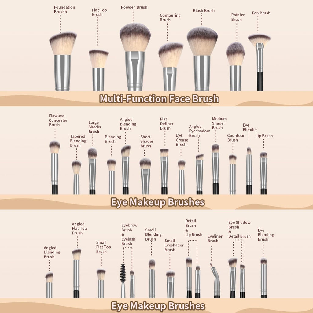 MAANGE Juego de 30 brochas de maquillaje profesional con bolsa de t...