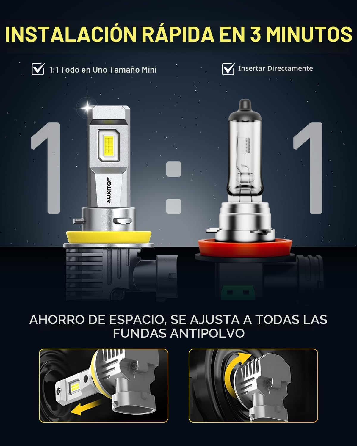 AUXITO Bombillas LED H11 9005, bombillas 900% más brillantes HB3 H8...