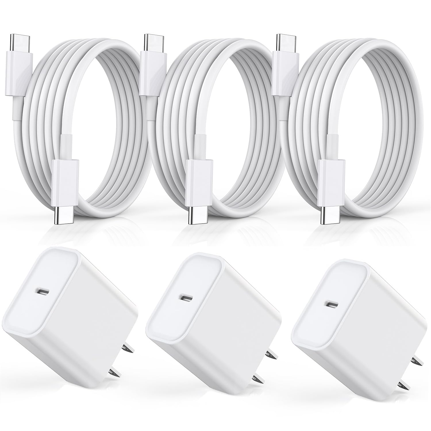 Cargador rápido para iPhone 17 16 15, paquete de 3 unidades USB C i...
