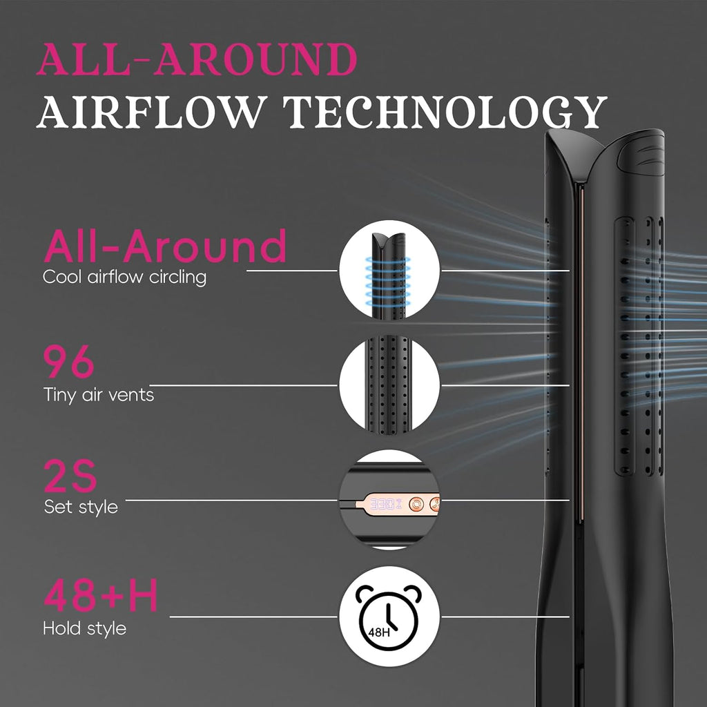SKIMI Airflow Styler 2.0 Plancha de pelo de titanio y varita rizado...