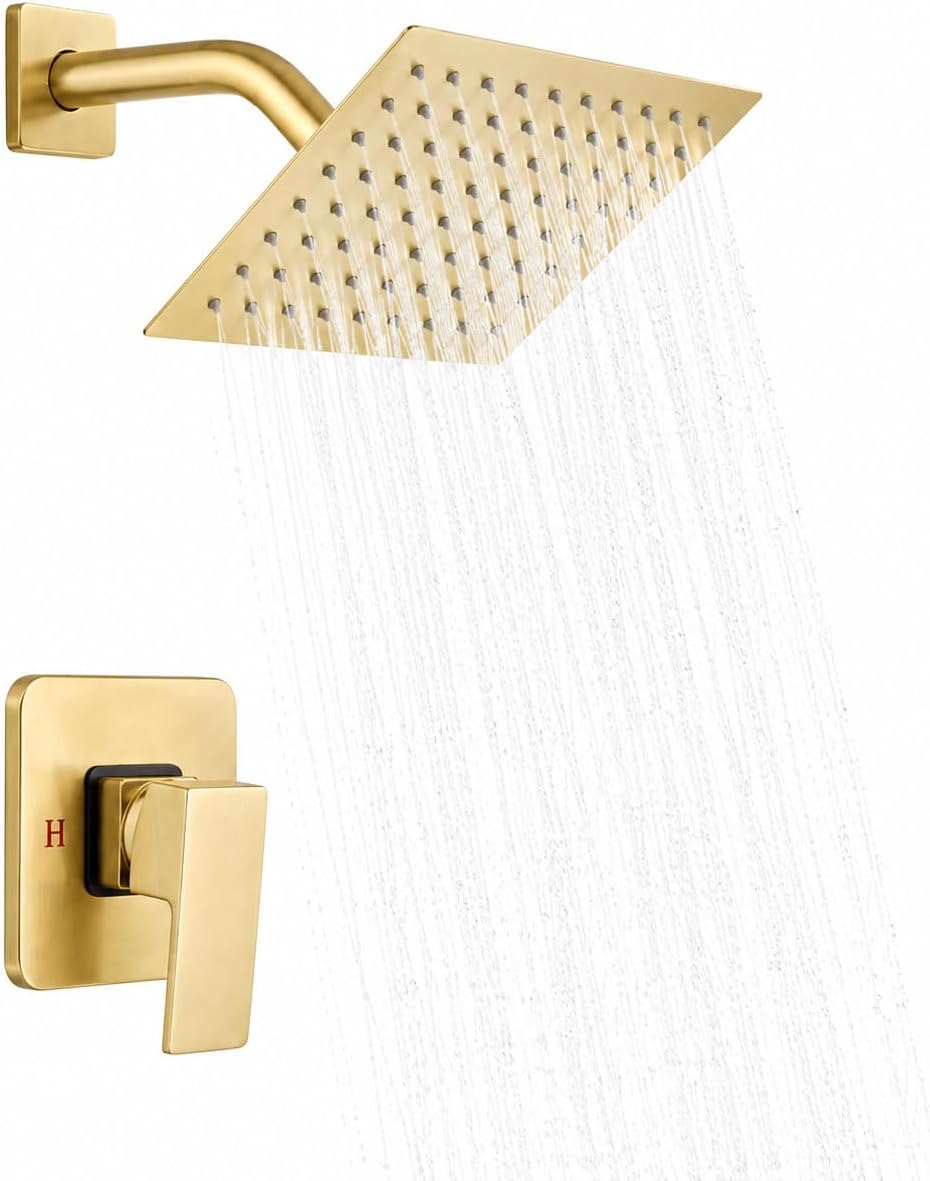 Grifo de Ducha Dorado Cepillado GGStudy Kit de Acabado de Ducha de...