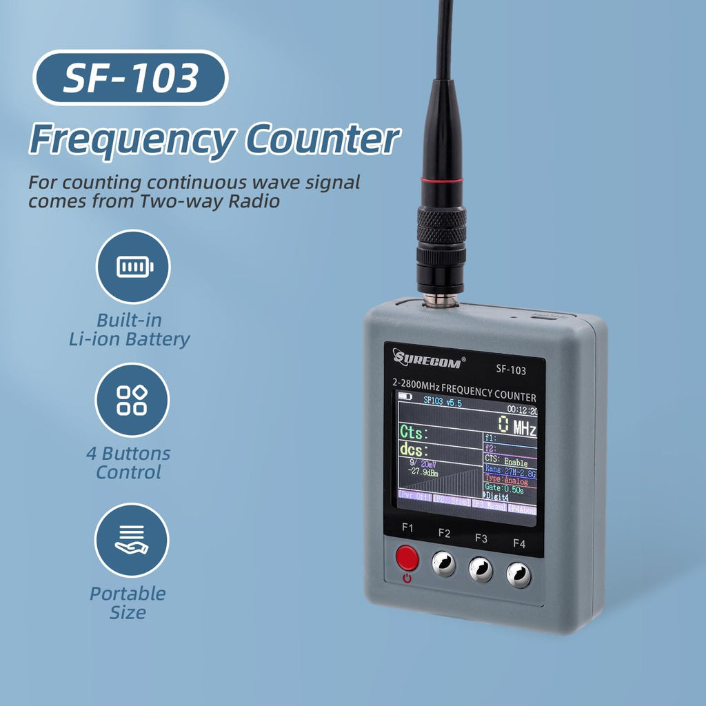 Mcbazel Surecom SF-103 portátil 2mHz -2.8GHz Walkie Talkie Contador...