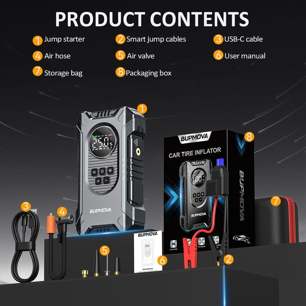 Arrancador auxiliar 7000A con compresor de aire, 150PSI | Para vehí...