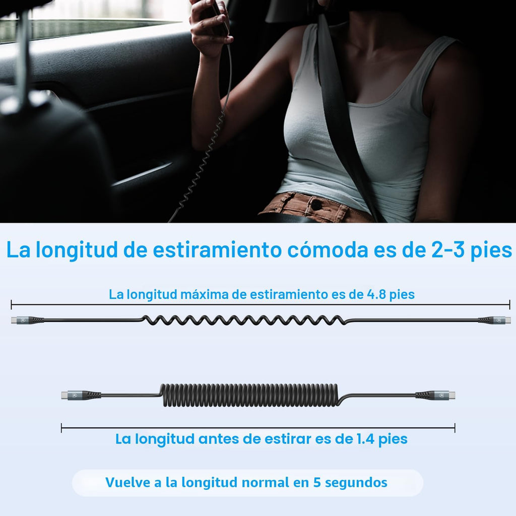 Cable USB C a C de 3 pies, paquete de 2 cables de carga USB C en es...