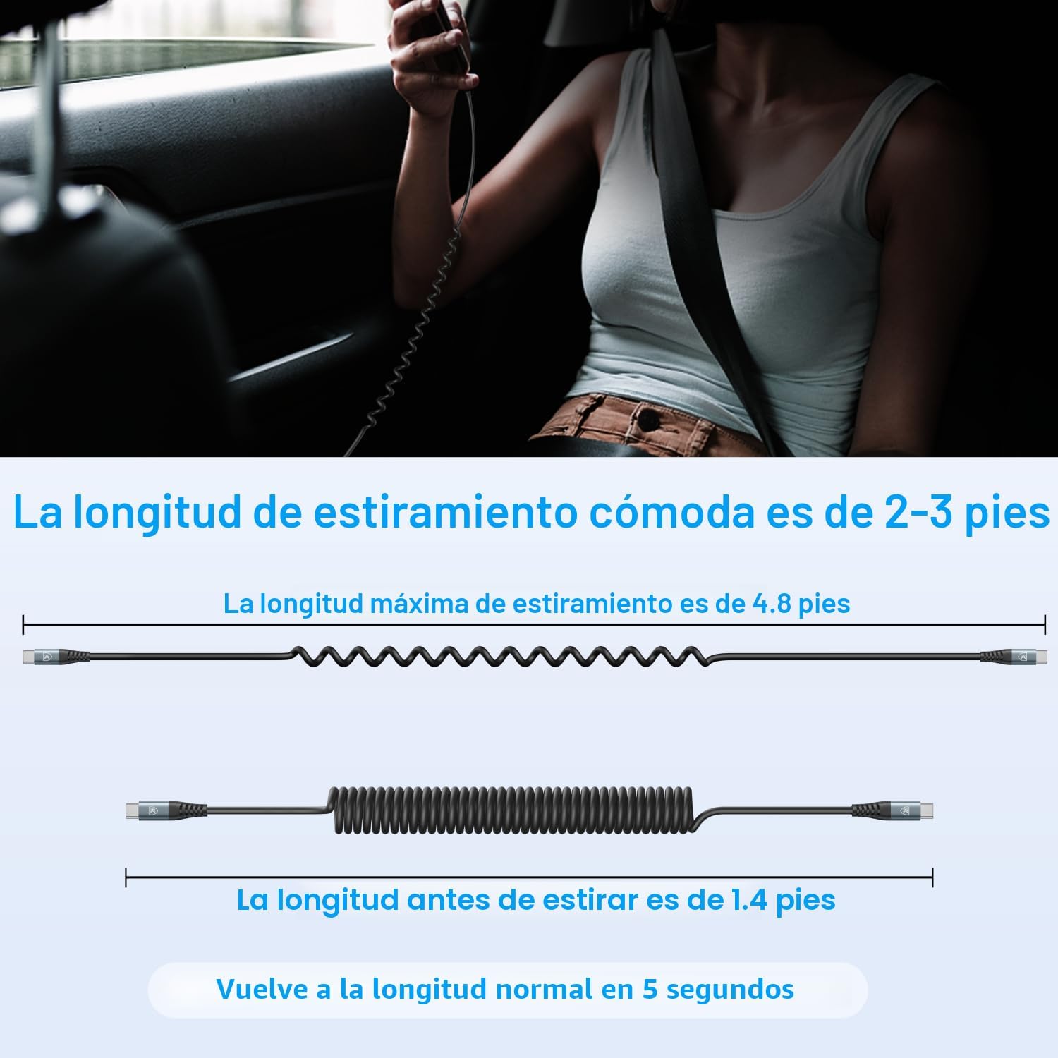 Cable USB C a C de 3 pies, paquete de 2 cables de carga USB C en es...