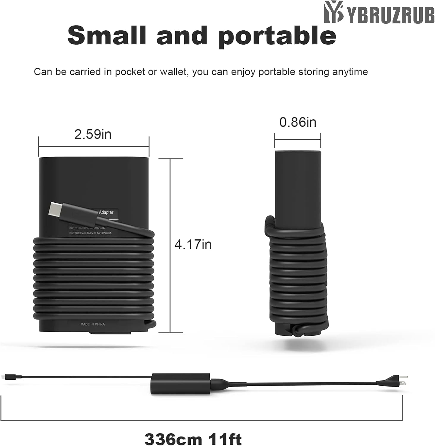 YBRUZRUB Cargador de portátil USB-C Tipo C de 65w 45w Compatible co...