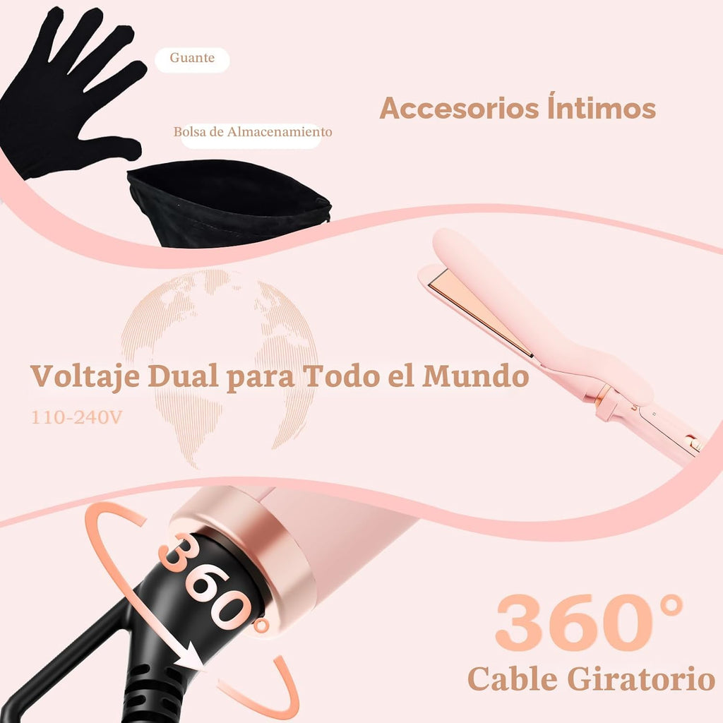 Ufree Rizador 5 en 1 con Barriles de Cerámica (0.35"-1.25")...