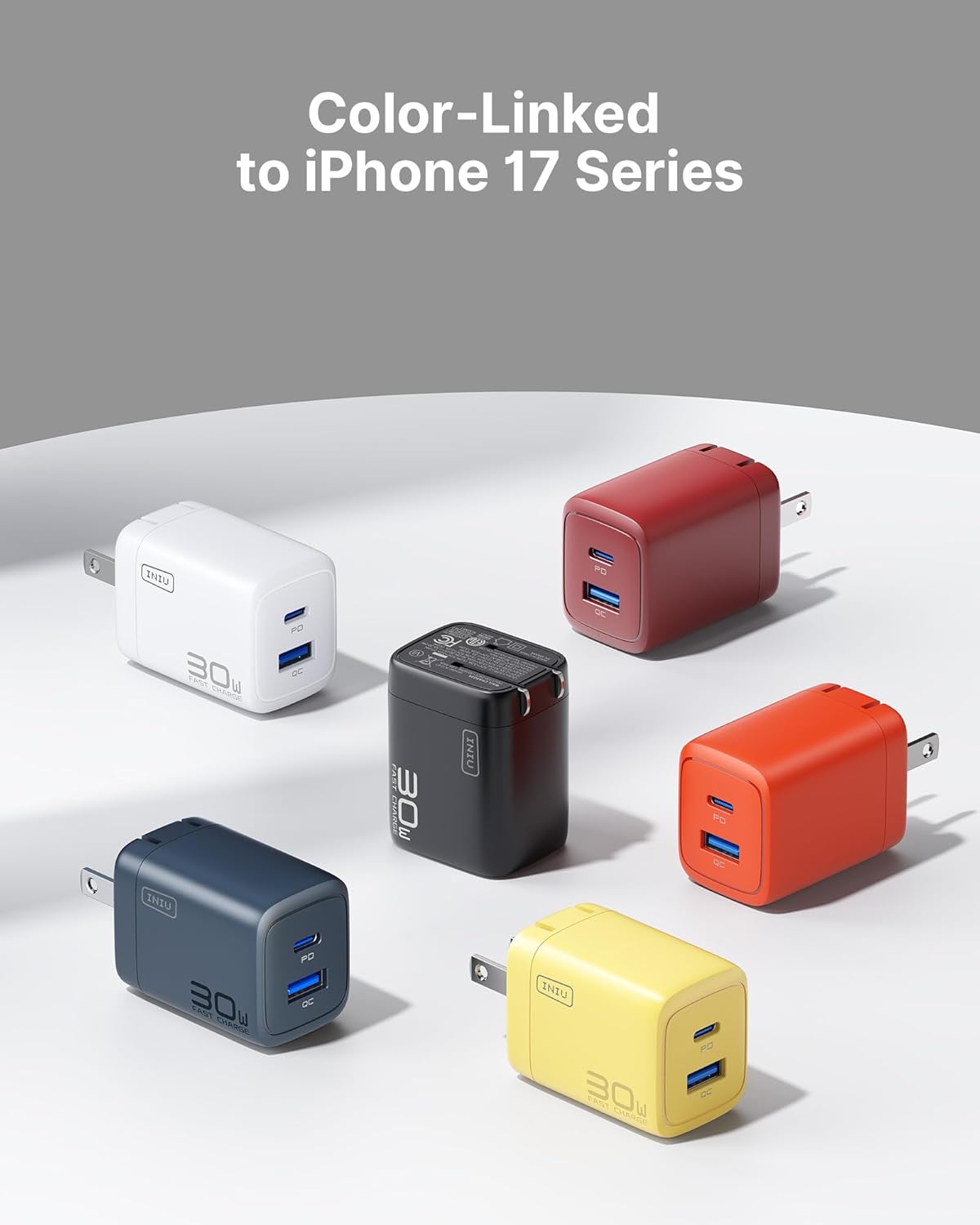 INIU Cargador para iPad Air Pro, 30 W, paquete de 2 cargadores de i...
