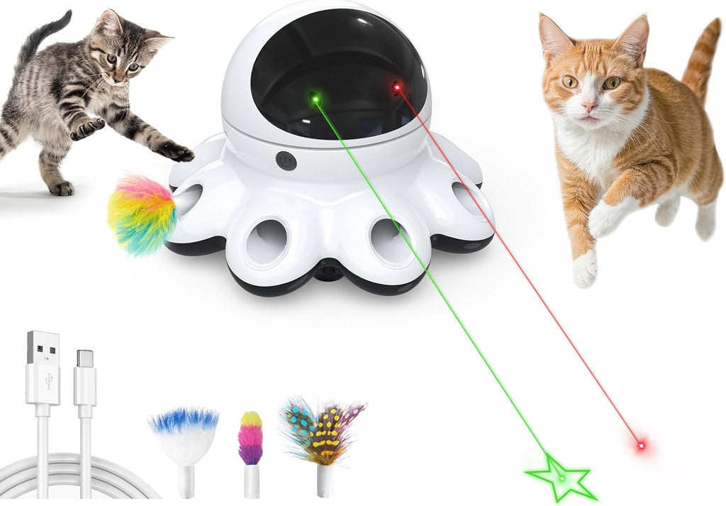 ORSDA Juguete Láser para Gatos, 2 en 1 Interactivo Automático Activ...