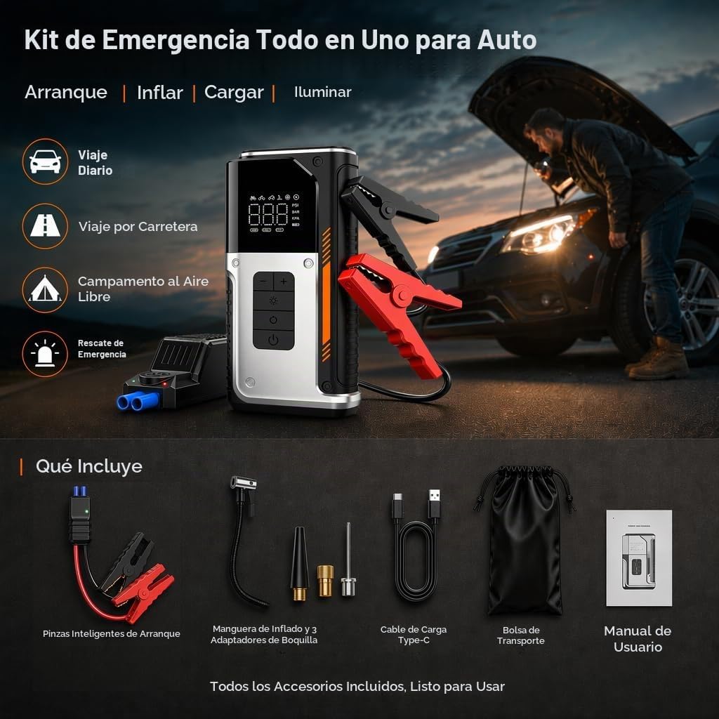[2026NEW] Arrancador de batería portátil para automóvil de pico 500...