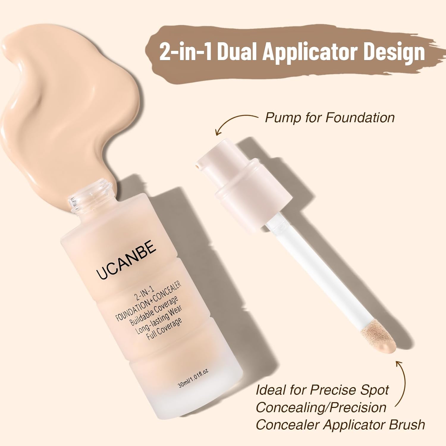 UCANBE Base líquida y corrector 2 en 1, juego de maquillaje de base...