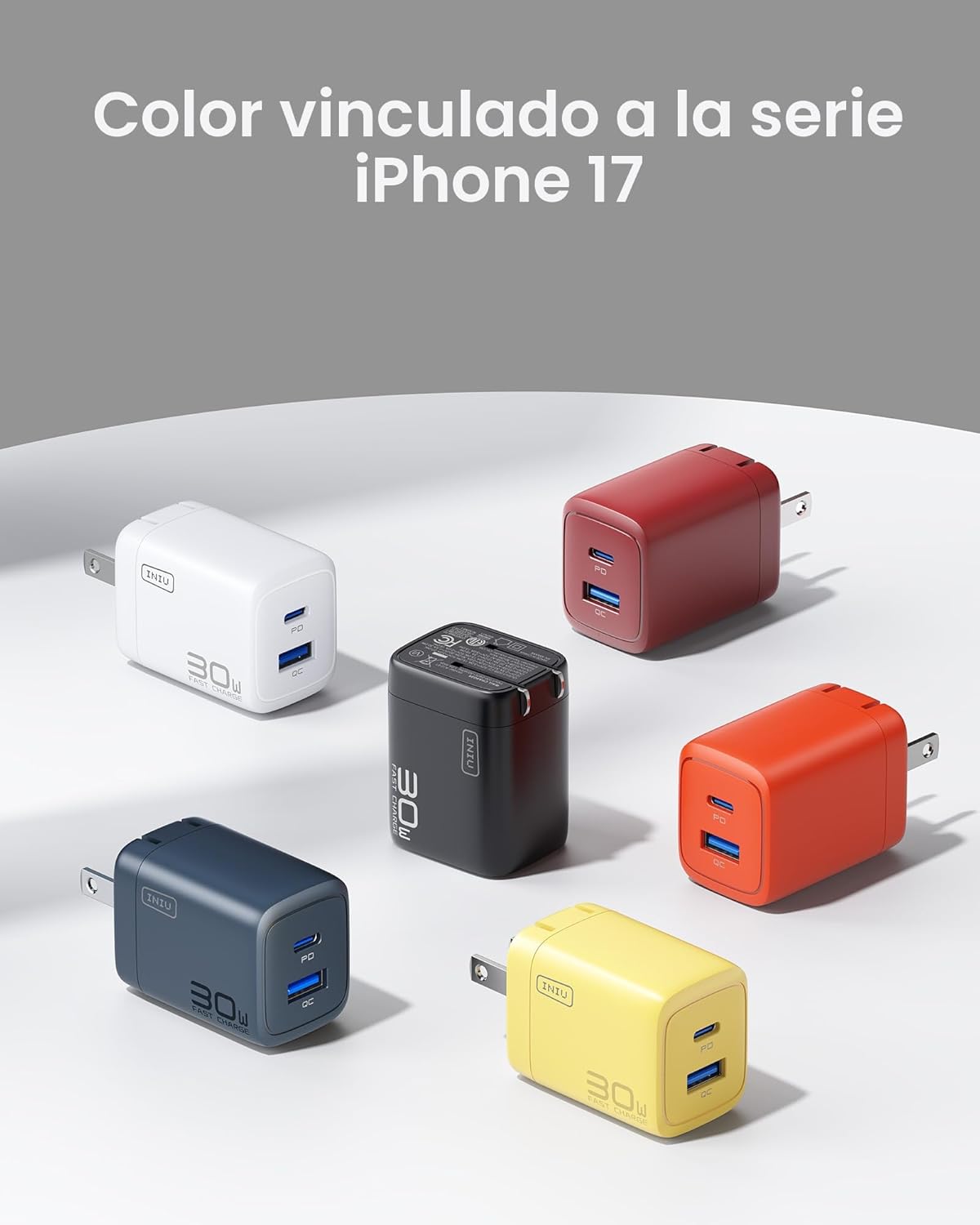 INIU Bloque de cargador USB C, paquete de 2 unidades de carga rápid...