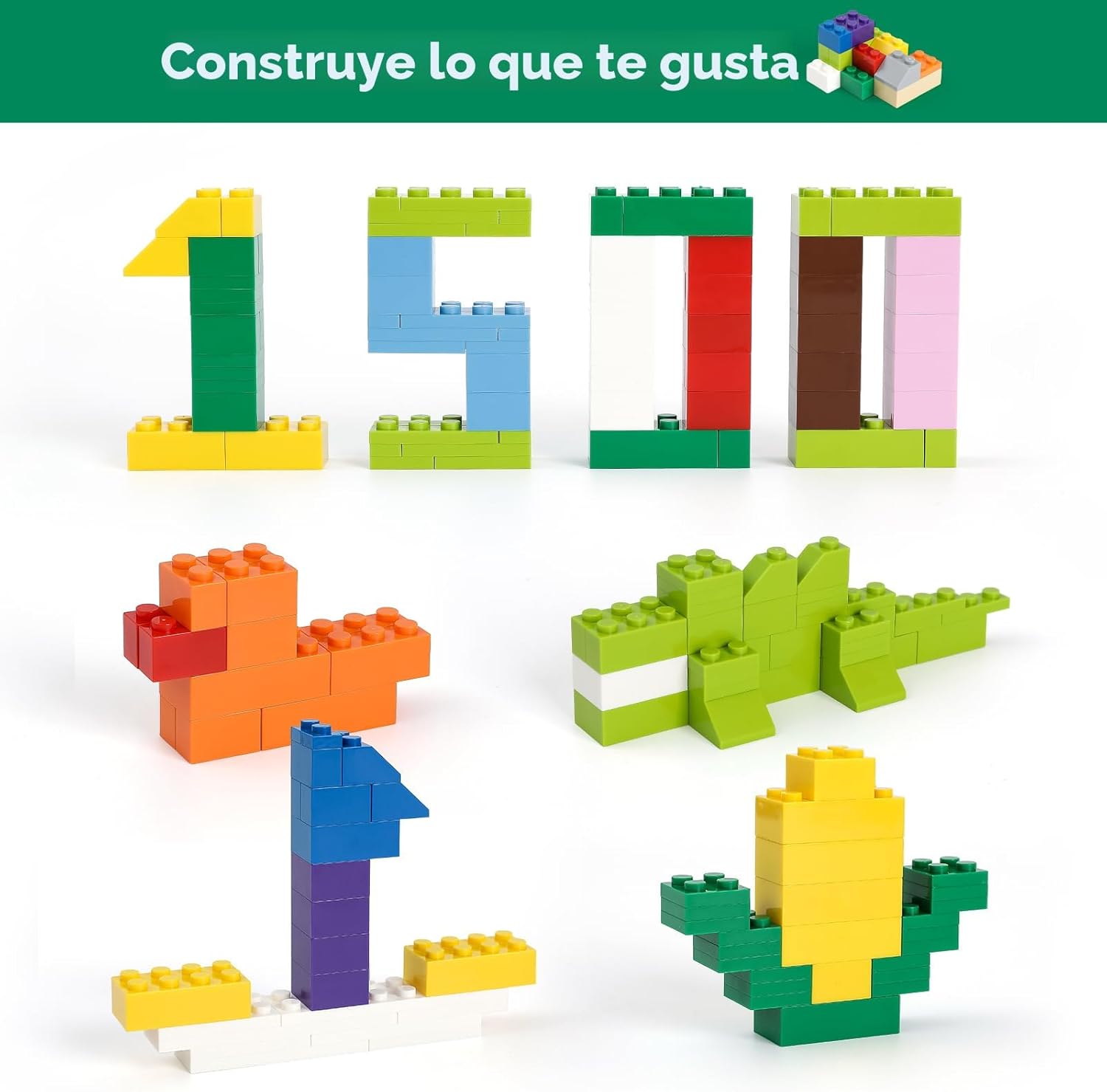 HUIZDQ 1500 piezas de ladrillos de construcción, bloques pequeños c...