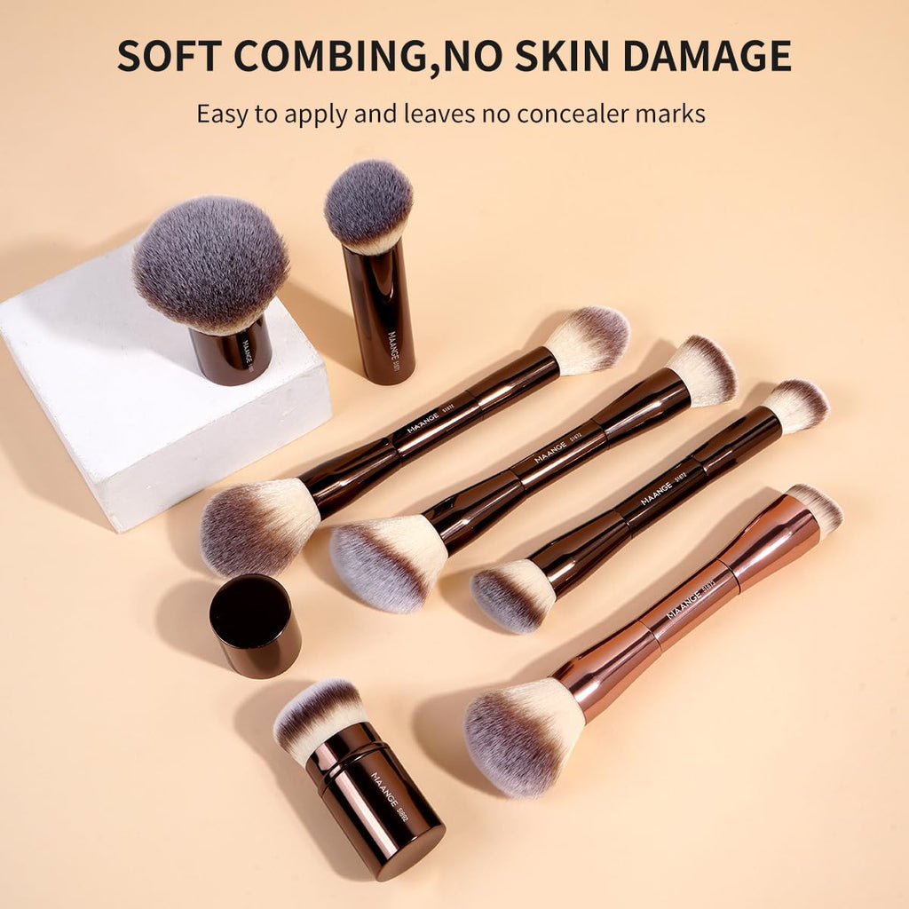 MAANGE Juego de 20 brochas de maquillaje con bolsa, brocha Kabuki d...