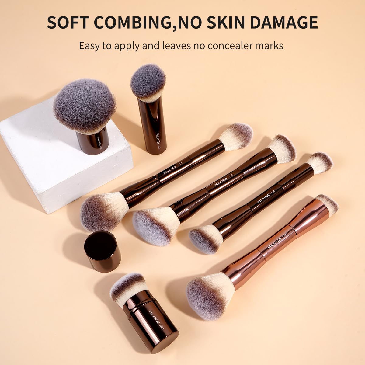 MAANGE Juego de 20 brochas de maquillaje con bolsa, brocha Kabuki d...