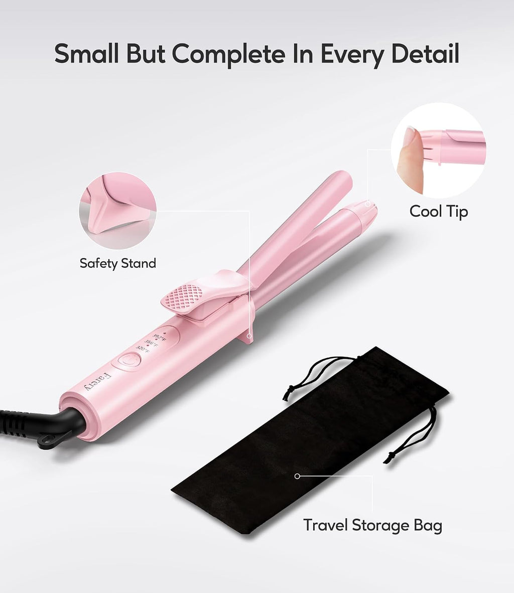 FARERY Mini rizador para cabello corto, rizador de tamaño de viaje...
