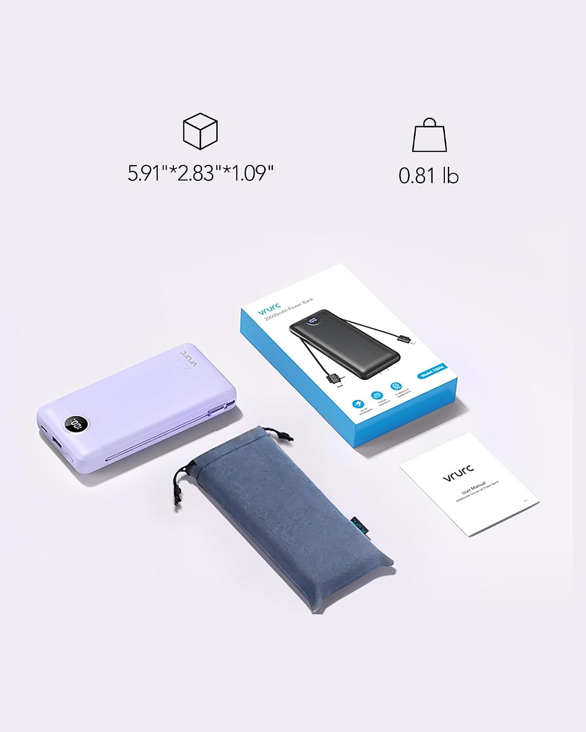 VRURC Cargador portátil de 20000 mAh, banco de energía de carga ráp...