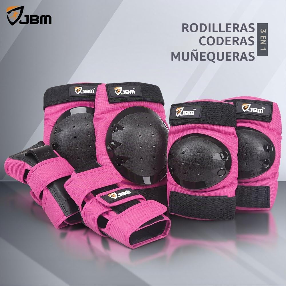 JBM Rodilleras para adultos y niños, coderas y muñequeras para pati...