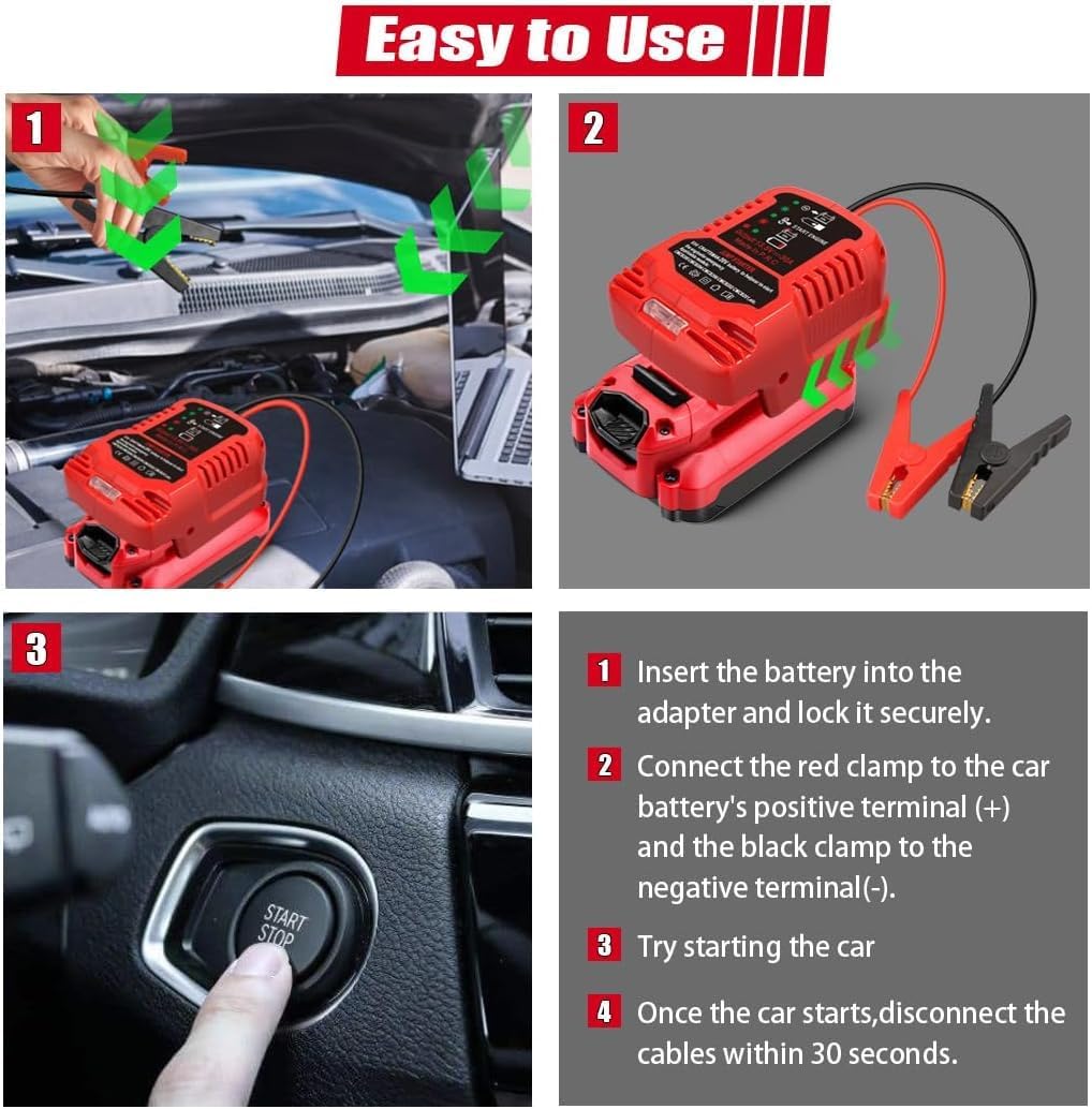 Adaptador de arranque de batería para Craftsman de 20 V, cables de...
