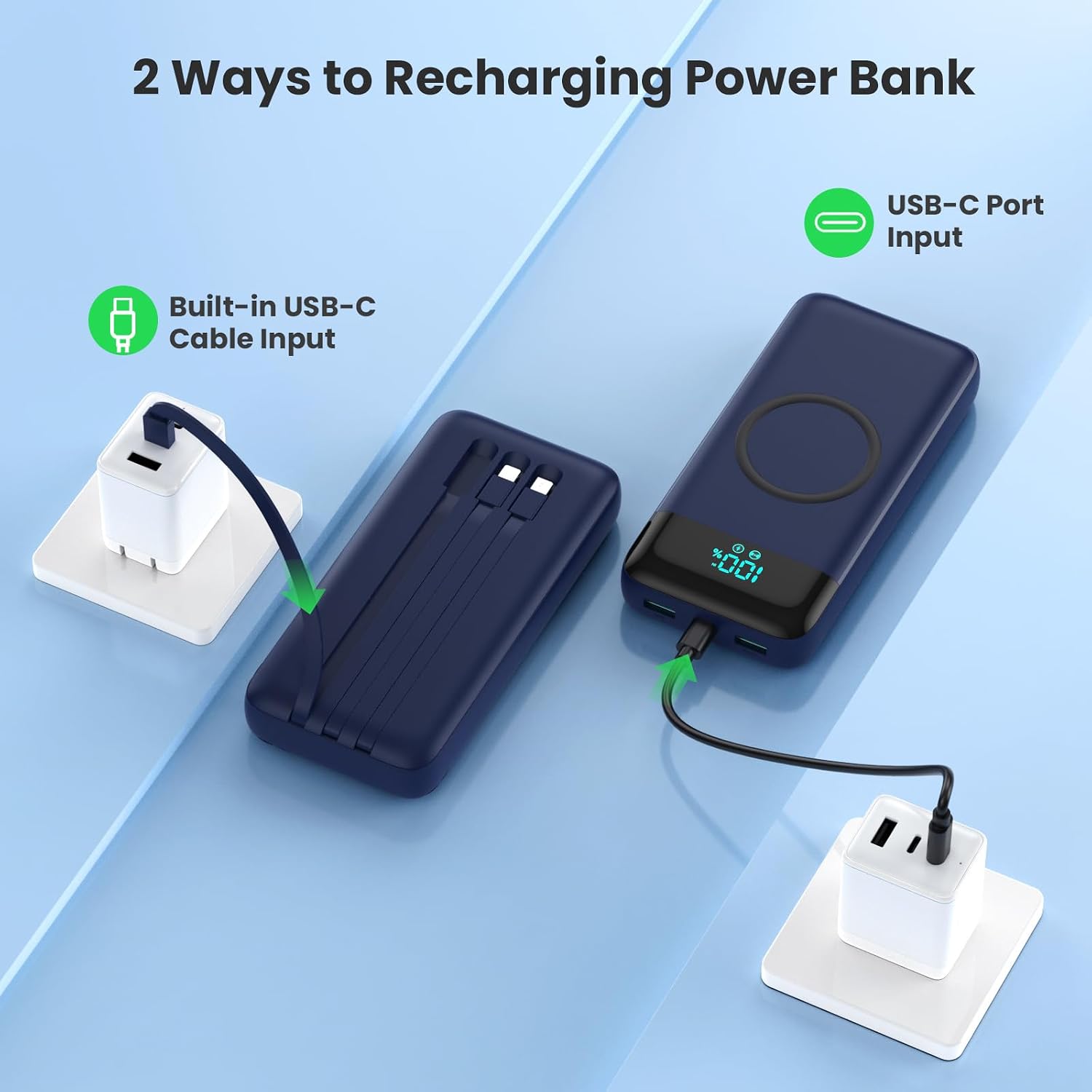 Cargador portátil inalámbrico de 40800 mAh para iPhone con 3 cables...