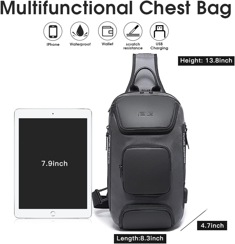 BANGE Bolso bandolera, bolso de hombro impermeable para hombres, bo...