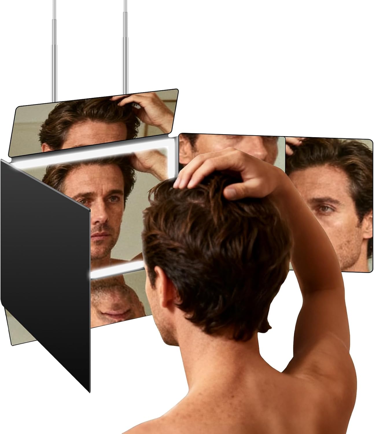 LMZNXCZ Espejo de 5 vías para cortarse el cabello uno mismo, espejo...