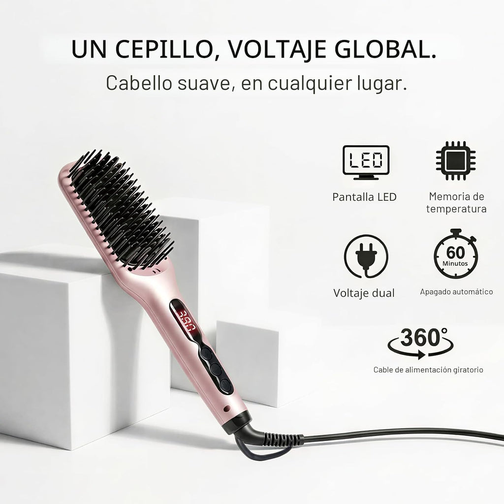 MEGAWISE - Cepillo alisador de cabello, cepillo térmico de cerámica...