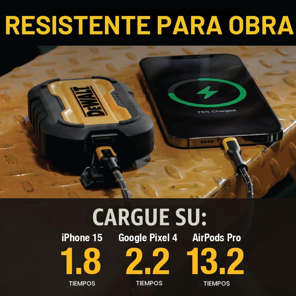 DEWALT Cargador portátil resistente, banco de energía, paquete de b...