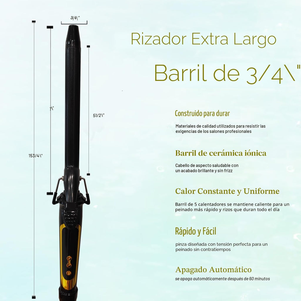abp - Rizador de pelo de 3\/4 pulgadas con barril largo pequeño y r...