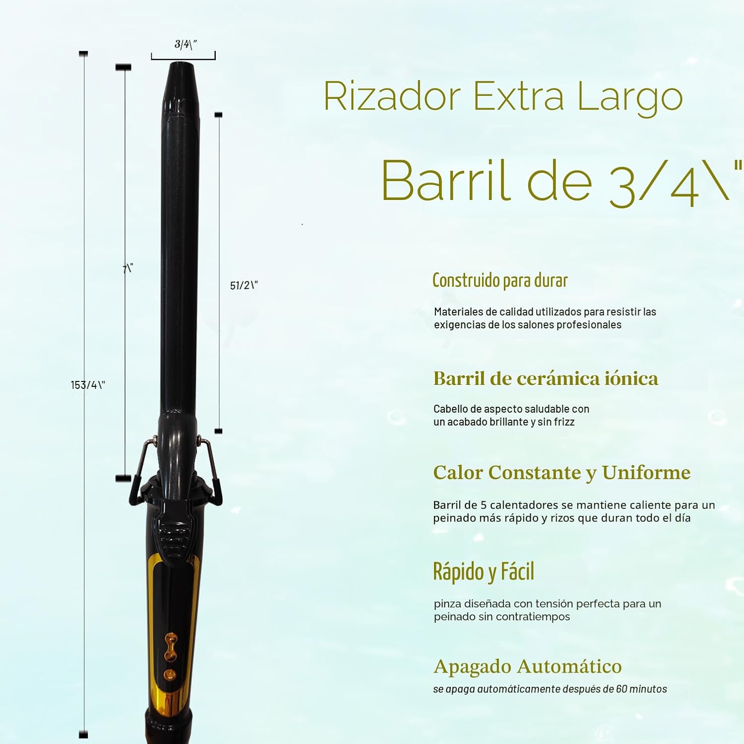 abp - Rizador de pelo de 3\/4 pulgadas con barril largo pequeño y r...
