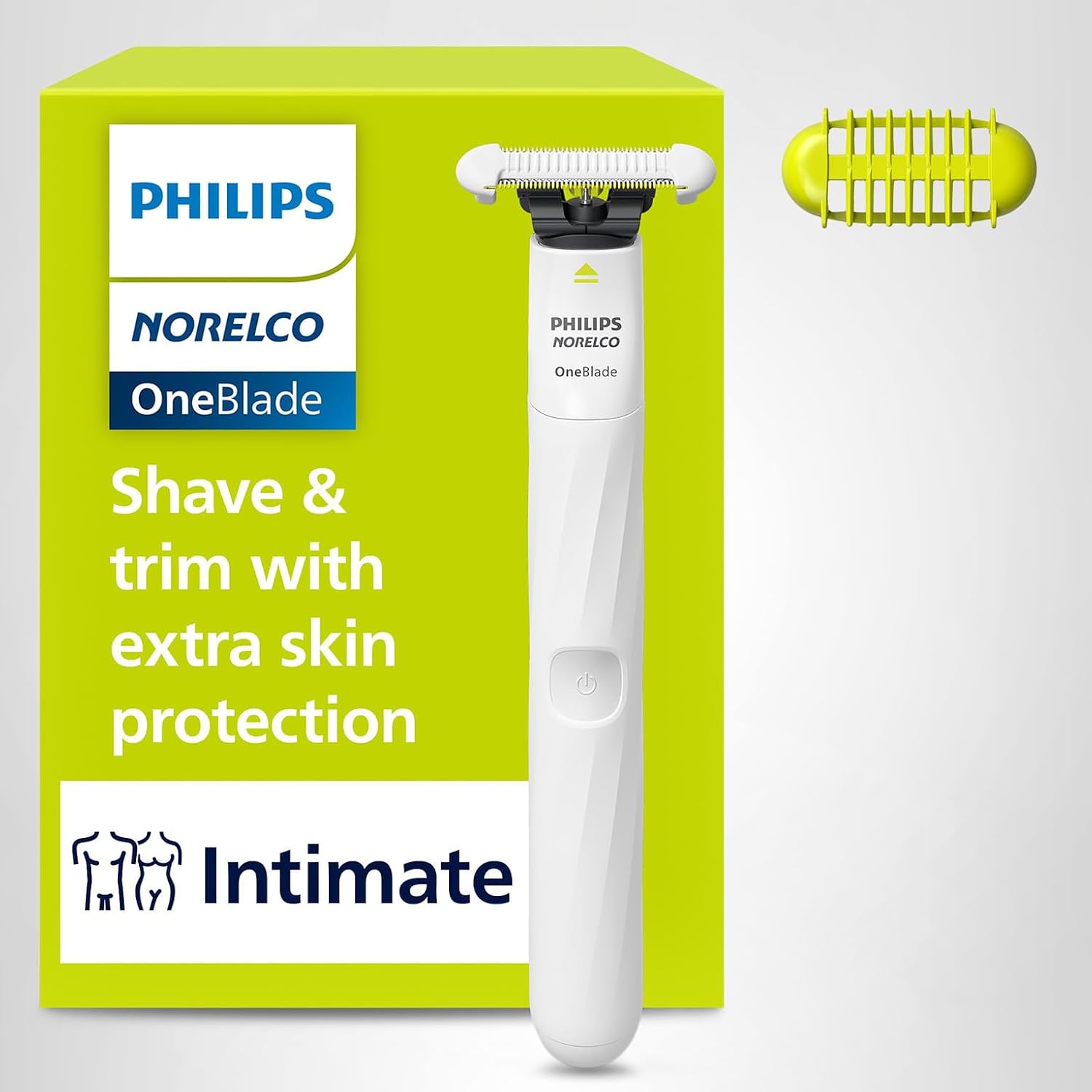 Philips Norelco OneBlade Intimate, diseñada para el aseo púbico, re...