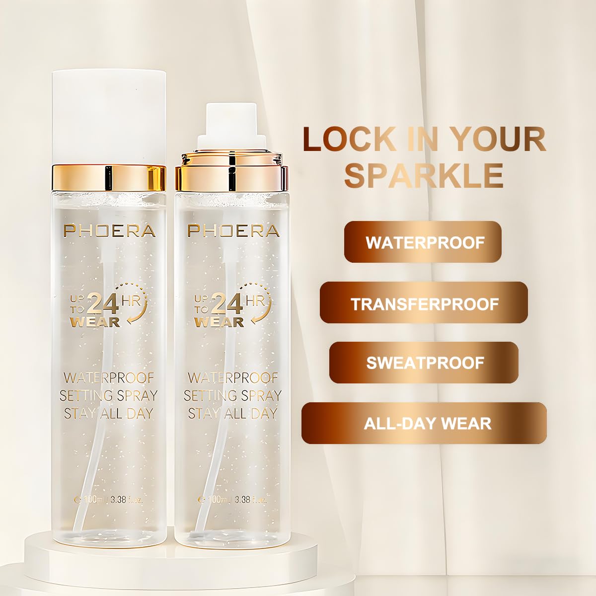 PHOERA - Spray fijador de maquillaje impermeable, larga duración, 2...