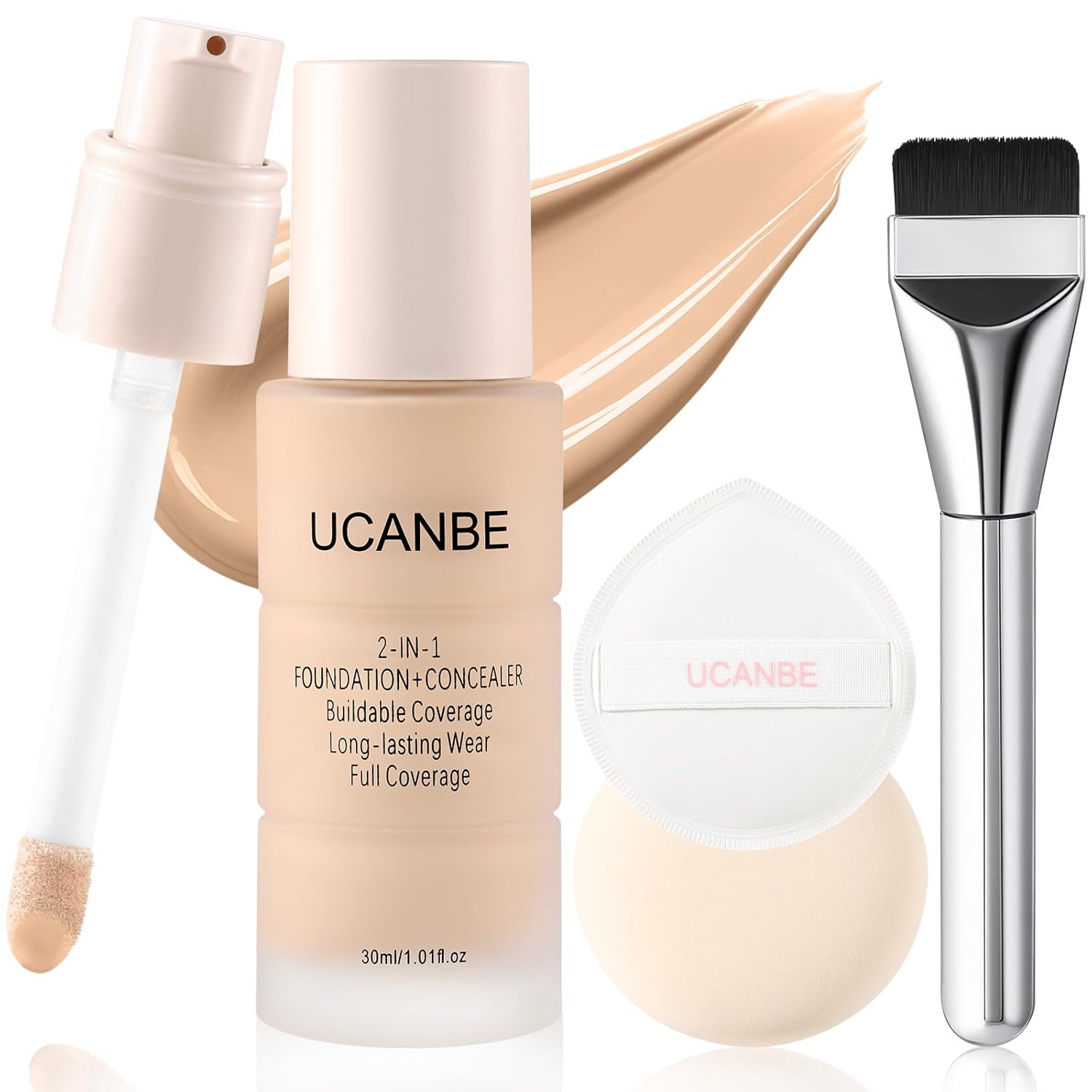 UCANBE Base líquida y corrector 2 en 1, juego de maquillaje de base...