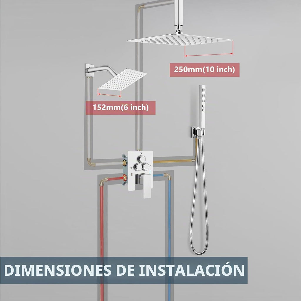 Aolemi - Juego de grifo de ducha de techo con doble cabezal de 10 y...